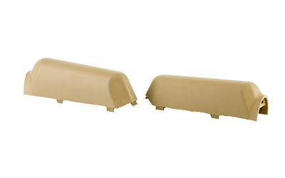 Beige plastic automotive parts on white background.