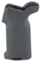 Black tactical firearm grip, ergonomic design
