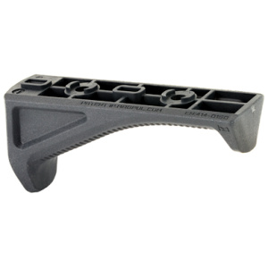 Black angled grip for firearm accessory.