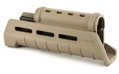 Tan polymer rifle handguard with ventilation slots