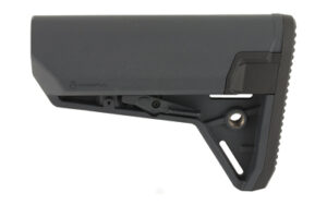 Black adjustable rifle stock on white background