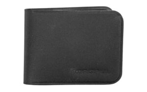 Black leather bifold wallet on white background
