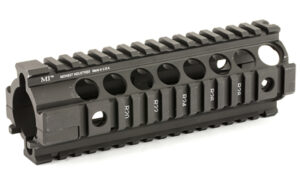 Black tactical rifle handguard with Picatinny rails