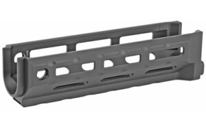 Gray plastic mounting bracket with multiple slots