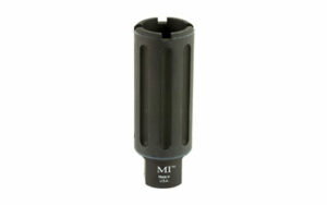 Black cylindrical metal tool with vertical grooves