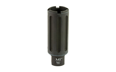 Black cylindrical metal tool with vertical grooves