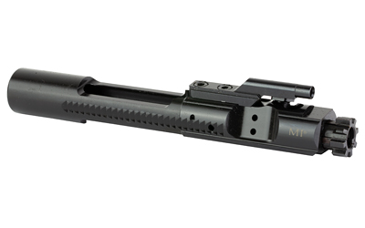 AR-15 bolt carrier group with suppressor attached