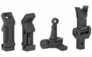 Four black firearm sight components arranged vertically.