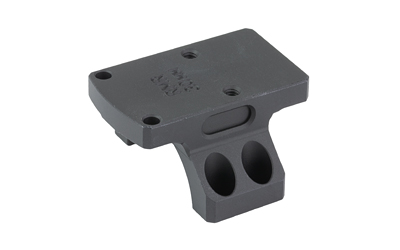 Black metal mounting bracket with two holes.