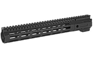 Black rifle handguard with M-LOK slots and rail