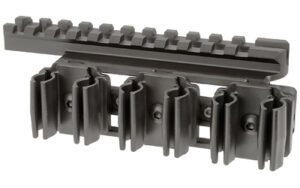Black tactical rail with multiple shell holders