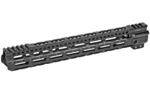 Black tactical rifle handguard with M-LOK slots