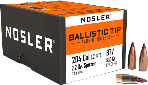 Nosler Ballistic Tip Varmint Rifle Bullets .204 cal .204" 32 gr SBT-SB 100/ct - Image 2
