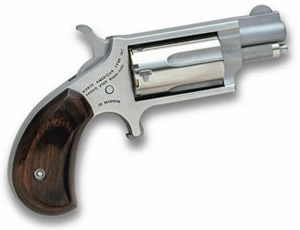 NAA 22MS Mini Revolver Handgun .22 WMR 5rd Capacity 1.125" Barrel Silver with Wood Grip