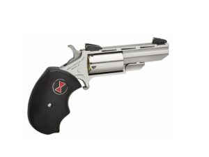 Stainless steel revolver with black grip
