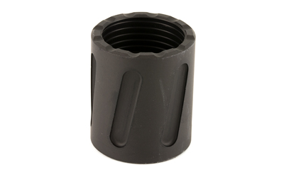 Black cylindrical threaded plastic cap