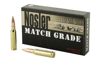 Nosler Match Grade ammunition box and cartridges