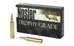 Nosler Trophy Grade ammunition box and cartridges
