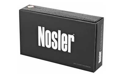 Black Nosler ammunition box with white logo