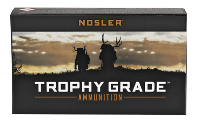 Nosler Trophy Grade ammunition box with hunter silhouettes