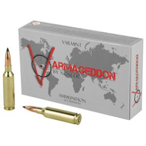 Nosler Armageddon ammunition box with rifle cartridges