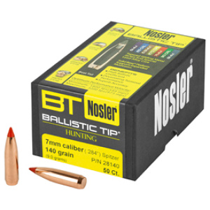 Nosler Ballistic Tip ammo box, 7mm caliber, 50 count.