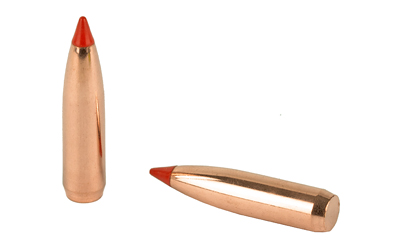 Two copper bullets with red tips