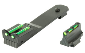Fiber optic pistol front and rear sights