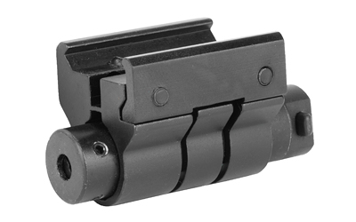 Black tactical gun sight accessory on white background.