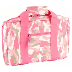 Pink camouflage laptop bag with handles and zipper