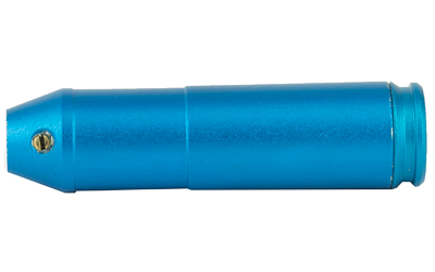 Blue cylindrical metal tool with a small screw