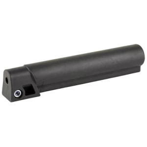 Black cylindrical rifle buffer tube