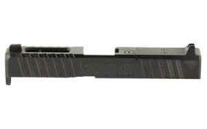 Black semi-automatic pistol slide component