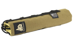 Tan cylindrical tool pouch with black zipper