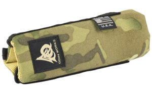 Camouflage zippered pencil case with logo patch