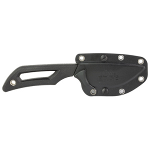 Black fixed blade knife with sheath
