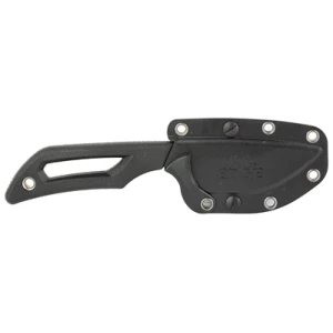 Black fixed blade knife with sheath