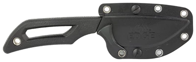 Black fixed blade knife with sheath