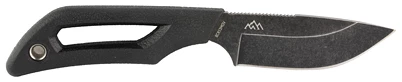 Black tactical knife with open handle design.