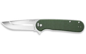 Green-handled folding pocket knife with silver blade