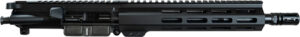 Black firearm upper receiver with rail system.