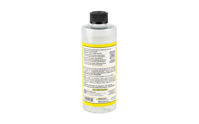 Clear bottle with black cap and yellow label