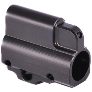 Black firearm gas block component
