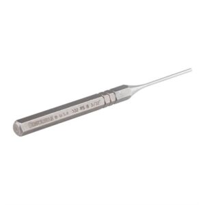 Steel pin punch tool with hexagonal handle.