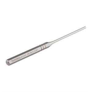 Steel punch tool with hexagonal handle design.