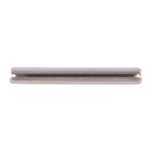 Metal cylindrical pin with groove, isolated on white.
