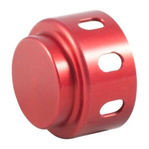 Red metal cap with circular vents