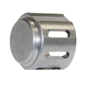 Metal piston with open groove design