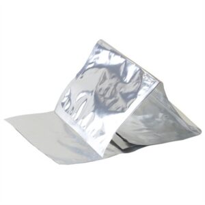 Shiny silver Mylar survival blanket unfolded