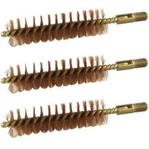 Three brass gun cleaning brushes lined up